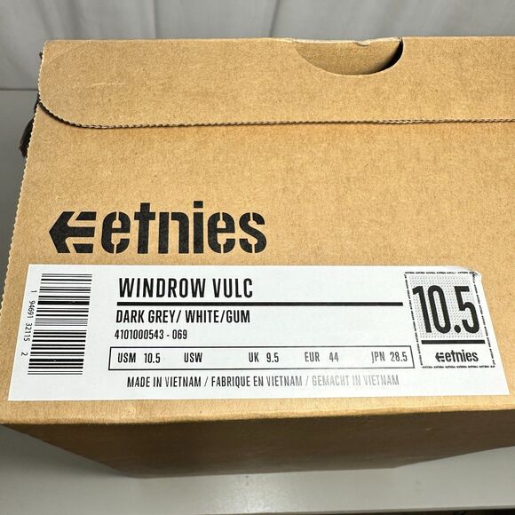Etnies Skateboard Shoes Vegan Windrow Vulc Dark Grey White Gum 10.5 New 10 1/2 main image 9